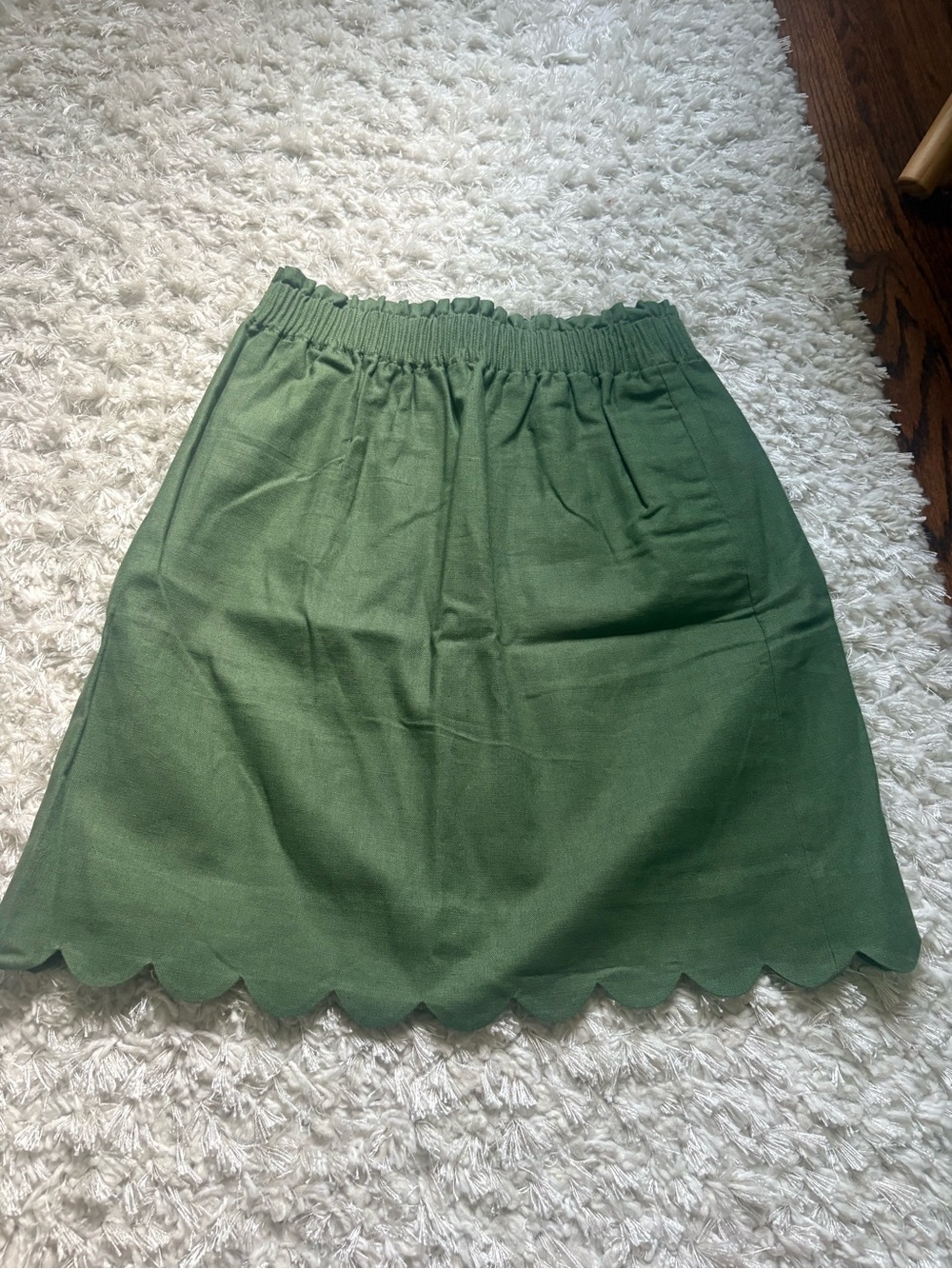 J. Crew Forest Green Scalloped Hem Skirt
